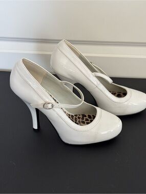 Funtasma Pleasure Shoes-White Patent Mary Jane High Heel Pumps